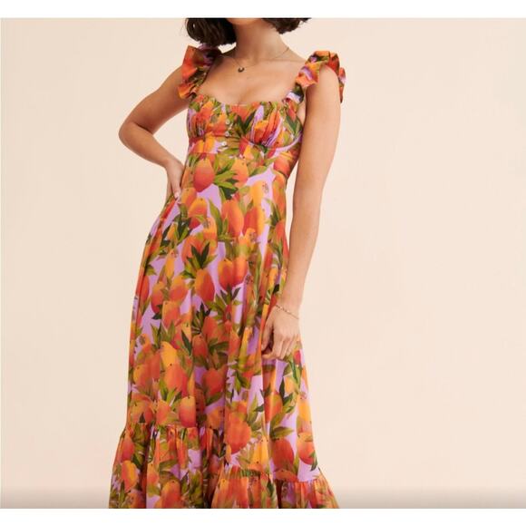 FARM Rio Floral Maxi Dress - Orange and Pink - Picture 2 of 9